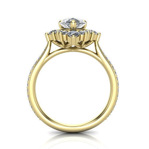 Zara Pear Shape Halo Engagement Ring in 14K Yellow Gold