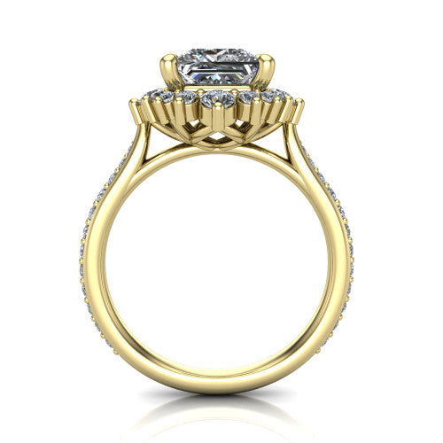Zara Princess Shape Halo Engagement Ring in 18K Yellow Gold