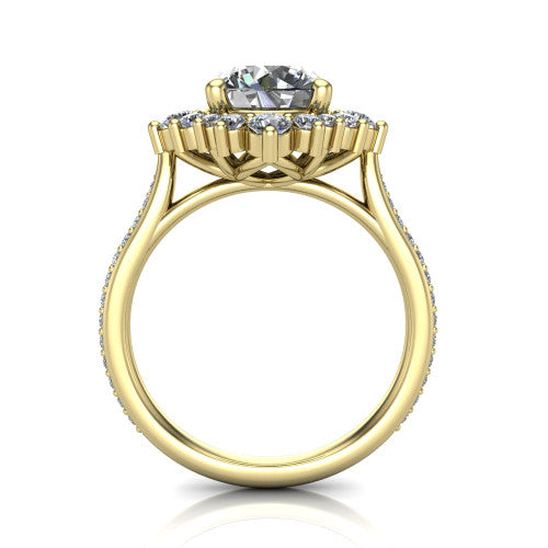 Zara Round Shape Halo Engagement Ring in 14K Yellow Gold