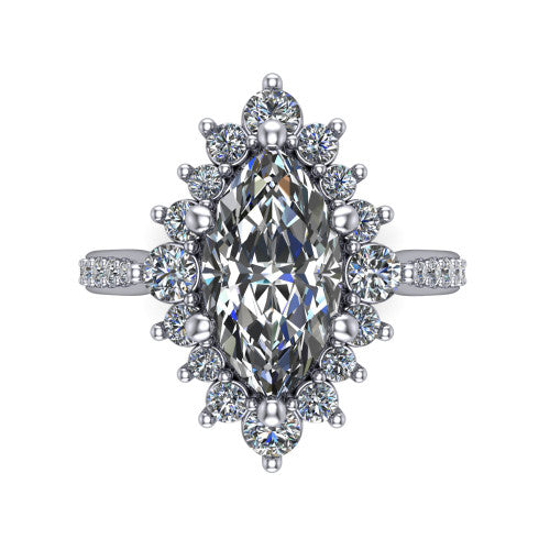 Zara Marquise Shape Halo Engagement Ring in 14K White Gold