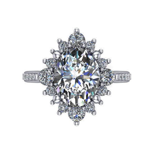 Zara Oval Shape Halo Engagement Ring in Platinum
