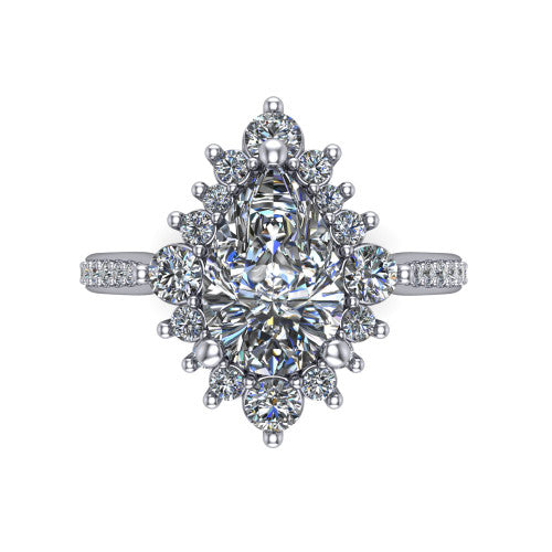 Zara Pear Shape Halo Engagement Ring in 14K White Gold