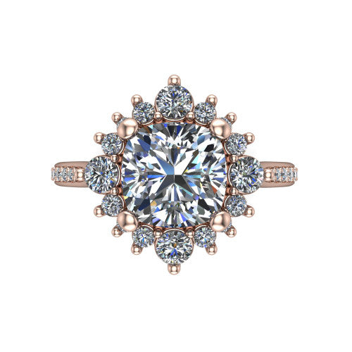 Zara Cushion Shape Halo Engagement Ring in 14K Rose Gold