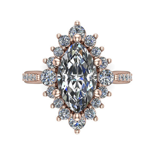 Zara Marquise Shape Halo Engagement Ring in 14K Rose Gold