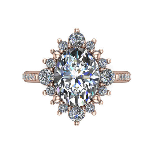 Zara Oval Shape Halo Engagement Ring in 14K Rose Gold