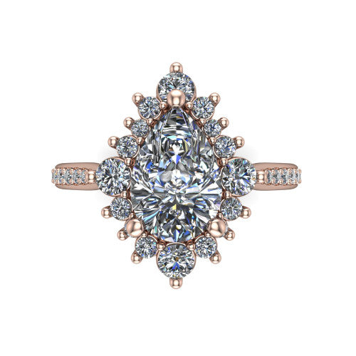 Zara Pear Shape Halo Engagement Ring in 14K Rose Gold