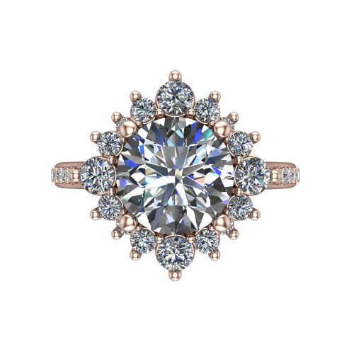 Zara Round Shape Halo Engagement Ring in 18K Rose Gold