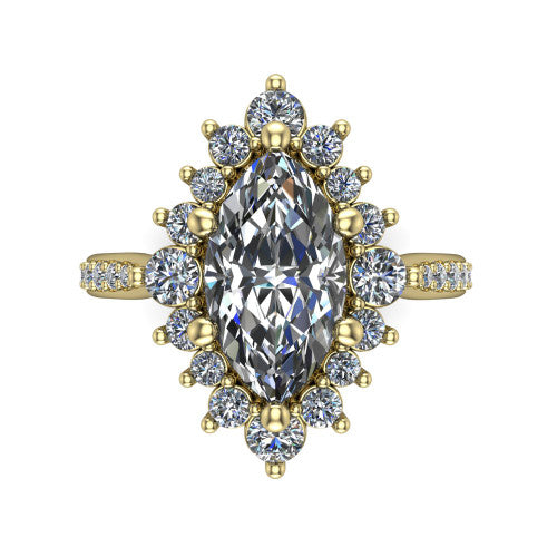 Zara Marquise Shape Halo Engagement Ring in 14K Yellow Gold
