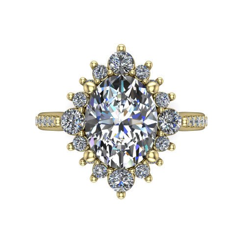 Zara Oval Shape Halo Engagement Ring in 18K Yellow Gold