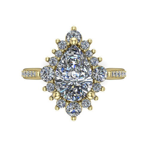 Zara Pear Shape Halo Engagement Ring in 14K Yellow Gold