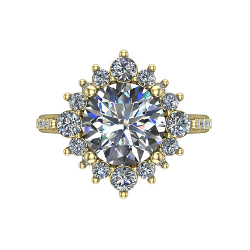 Zara Round Shape Halo Engagement Ring in 14K Yellow Gold