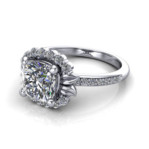 Amy Cushion Shape Halo Engagement Ring in Platinum