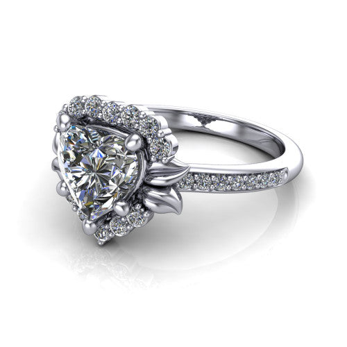 Amy Heart Shape Halo Engagement Ring in Platinum