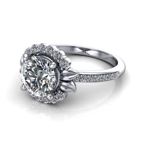 Amy Round Shape Halo Engagement Ring in Platinum