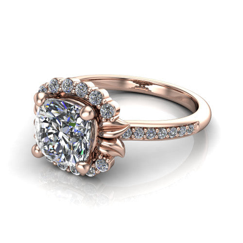 Amy Cushion Shape Halo Engagement Ring in 18K Rose Gold