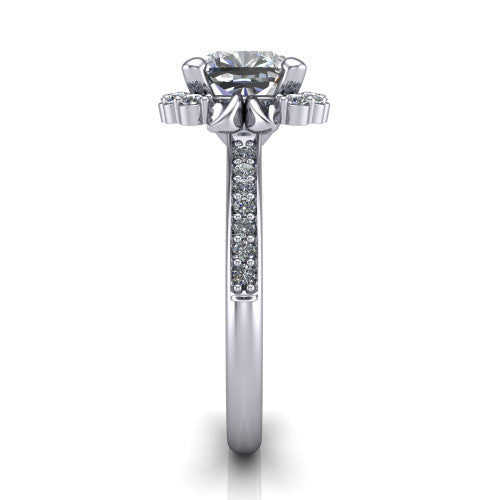 Amy Cushion Shape Halo Engagement Ring in Platinum