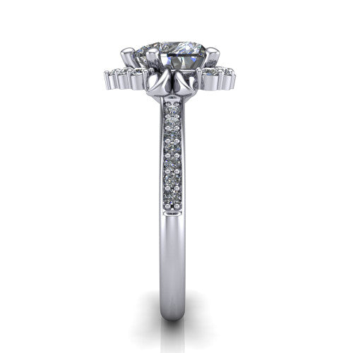 Amy Heart Shape Halo Engagement Ring in 14K White Gold