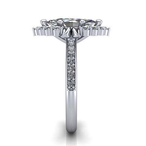 Amy Marquise Shape Halo Engagement Ring in 14K White Gold