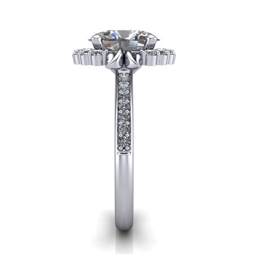 Amy Oval Shape Halo Engagement Ring in 18K White Gold