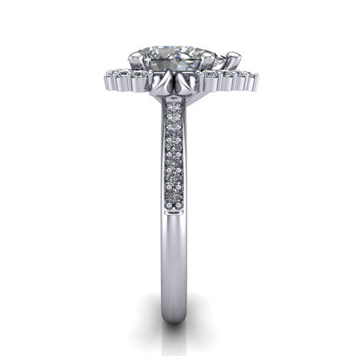 Amy Pear Shape Halo Engagement Ring in 14K White Gold