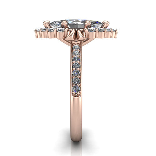 Amy Marquise Shape Halo Engagement Ring in 18K Rose Gold