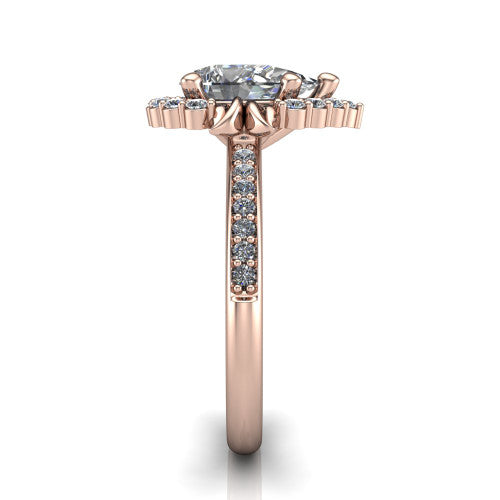 Amy Pear Shape Halo Engagement Ring in 18K Rose Gold