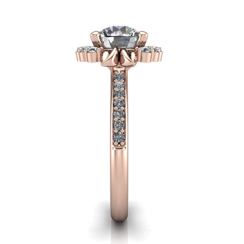 Amy Round Shape Halo Engagement Ring in 14K Rose Gold