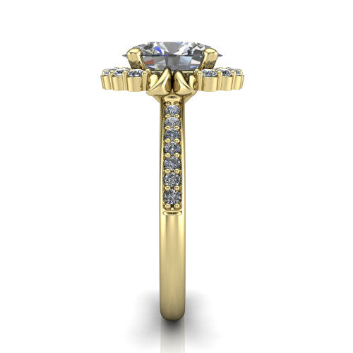 Amy Oval Shape Halo Engagement Ring in 14K Yellow Gold