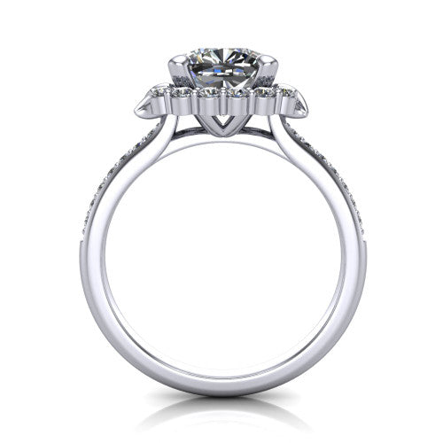 Amy Cushion Shape Halo Engagement Ring in 14K White Gold