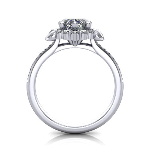 Amy Heart Shape Halo Engagement Ring in 18K White Gold