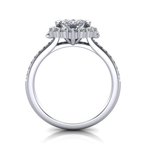 Amy Marquise Shape Halo Engagement Ring in Platinum