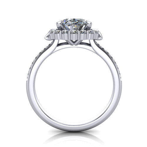 Amy Oval Shape Halo Engagement Ring in 14K White Gold