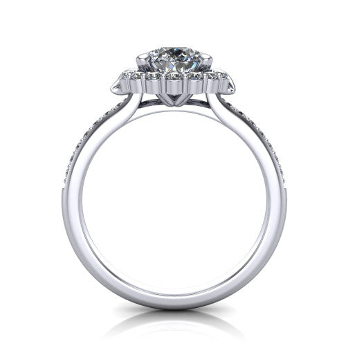 Amy Pear Shape Halo Engagement Ring in 18K White Gold