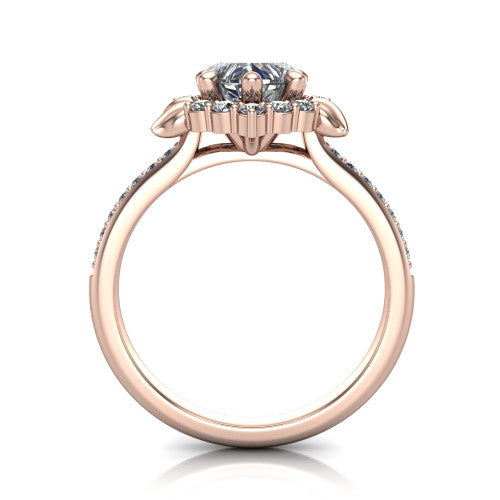Amy Heart Shape Halo Engagement Ring in 14K Rose Gold