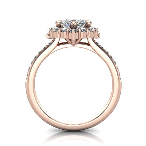 Amy Marquise Shape Halo Engagement Ring in 18K Rose Gold
