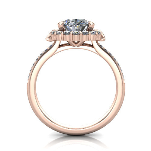 Amy Oval Shape Halo Engagement Ring in 14K Rose Gold