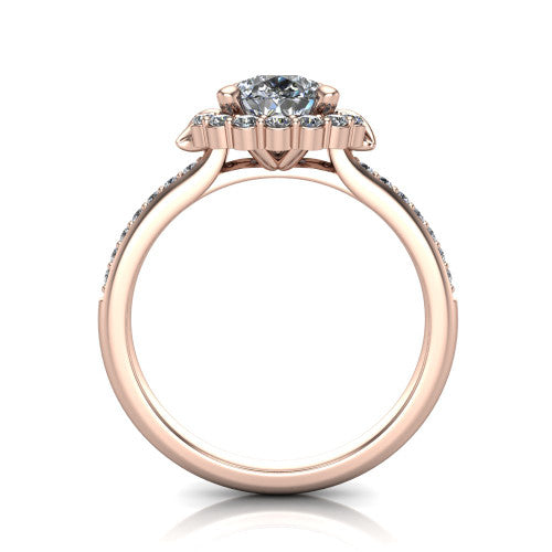 Amy Pear Shape Halo Engagement Ring in 14K Rose Gold