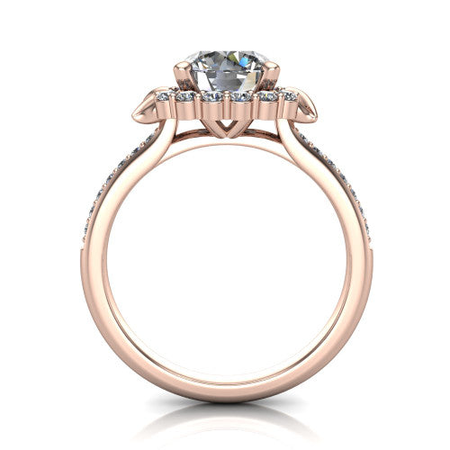 Amy Round Shape Halo Engagement Ring in 18K Rose Gold
