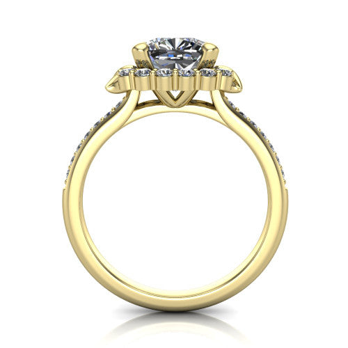 Amy Cushion Shape Halo Engagement Ring in 18K Yellow Gold