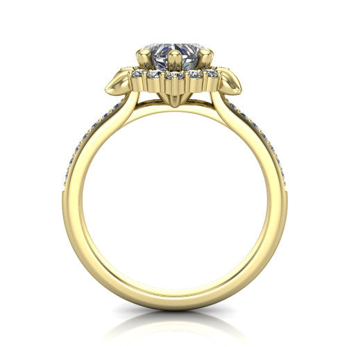 Amy Heart Shape Halo Engagement Ring in 14K Yellow Gold