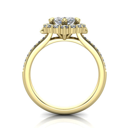 Amy Marquise Shape Halo Engagement Ring in 14K Yellow Gold
