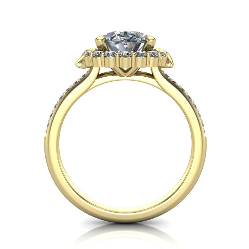Amy Oval Shape Halo Engagement Ring in 14K Yellow Gold