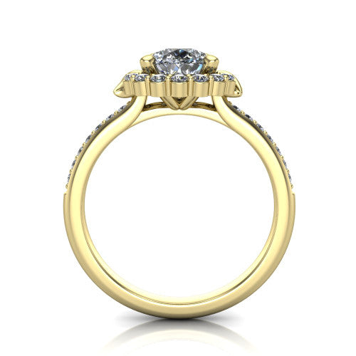 Amy Pear Shape Halo Engagement Ring in 14K Yellow Gold