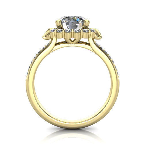 Amy Round Shape Halo Engagement Ring in 14K Yellow Gold