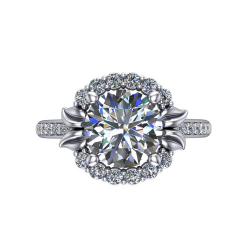 Amy Round Shape Halo Engagement Ring in Platinum