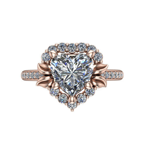 Amy Heart Shape Halo Engagement Ring in 14K Rose Gold