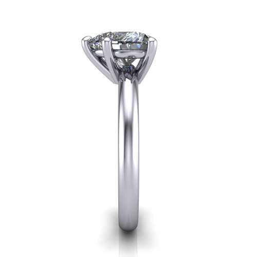 Noelle heart classic solitaire engagement ring in 14K White Gold, side profile showing the plain polished band and the prong setting in profile