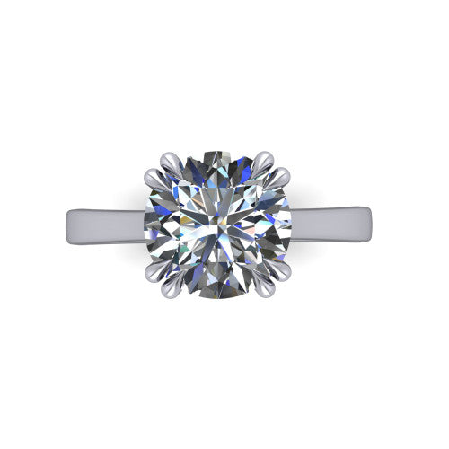 Rosalie round classic engagement ring in 14K White Gold, top-down view showing the round center diamond and four prongs from above