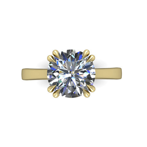 Rosalie round classic engagement ring in 14K Yellow Gold, top-down view showing the round center diamond and four prongs from above