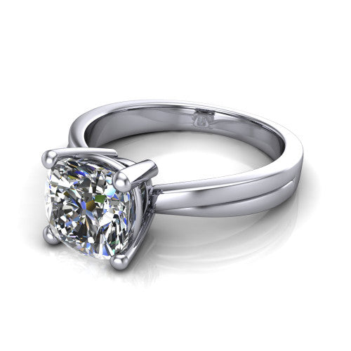 Alana Cushion Shape Classic Engagement Ring in 14K White Gold